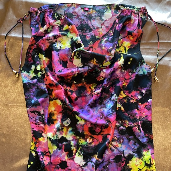 Vince Camuto Sleeveless Abstract Print Cowl Neck Tank Top Tie Shoulder Details - Picture 11 of 11